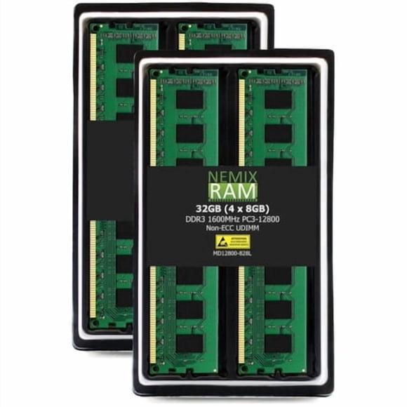 NEMIX RAM 32GB (4X8GB) DDR3 1600MHZ PC3-12800 2Rx8 1.35V 240-PIN Non-ECC UDIMM Unbuffered Desktop Memory KIT