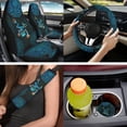 thumbnail image 6 of Binienty Boho Floral Frog Automotive Seat Covers Full Set with Matching Steering Wheel Cover Center Cover Protector Auto Seat Belt Cushion Pad Headrest Covers Car Interior Decor for Sedan SUV Truck, 6 of 7