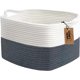 thumbnail image 1 of Cesta de cuerda de algodón tejida con asa - Cesta para guardar juguetes de bebé, cesta decorativa para baño, juguetes para perros, libros, estantería, papelera para guardería, cesta para mantas -13, 1 of 5