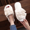 thumbnail image 5 of JUSLIO Womens House Slippers Non Slip Indoor House Slippers Open Toe Slides Slip On Fuzzy Plush Flat Sole Slippers White, 5 of 8