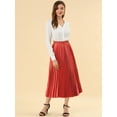 thumbnail image 3 of Falda midi Allegra K pliegues de Acordeón Metálico Rojo S, 3 of 6