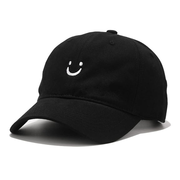 Rongsi Smile Face Baseball Cap for Women Men Adjustable Low Profile Unstructured Cotton Dad Hat( black)