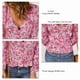 thumbnail image 1 of Blusa Con Cuello En V Blusa De Mujer Manga Larga Cuello En V Floral Ruffle Hem Casual Top Para Primavera Otoño Niñas Lady Rose Red S ANGGREK No, 1 of 5