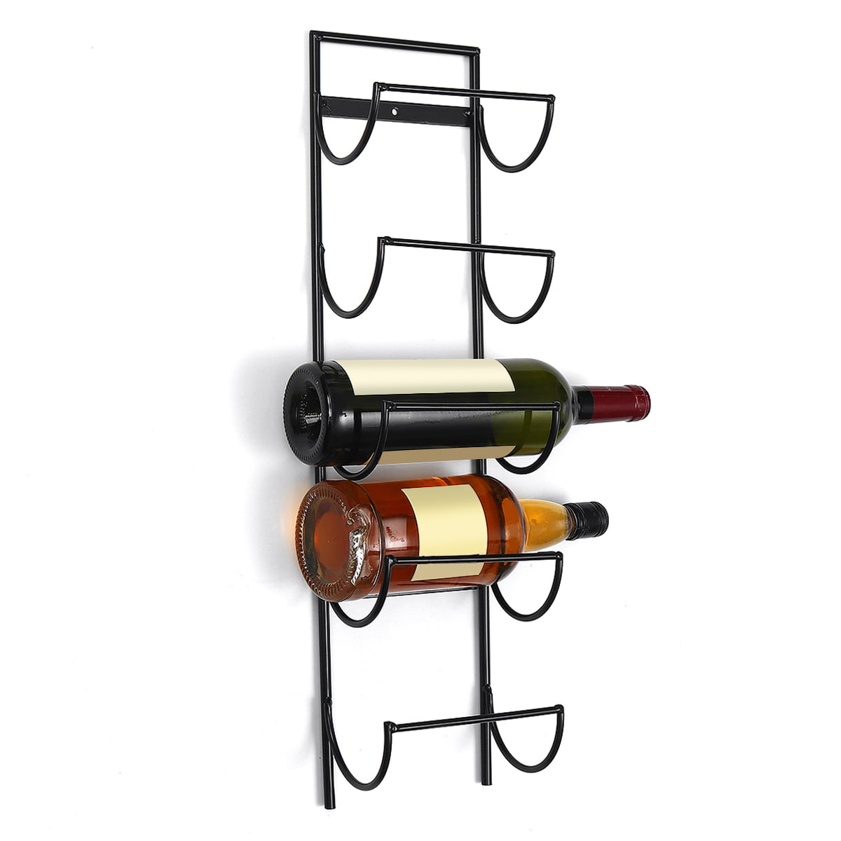 Mounted Wine Rack 5 Bottle Black Metal Wall Storage Holder Shelf 