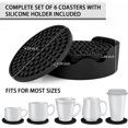 thumbnail image 2 of Posavasos de silicona para bebidas, soporte absorbente, juego de 6 posavasos negros, base antideslizante, posavasos flexibles reutilizables para proteger la mesa, posavasos resistente al calor, 2 of 7