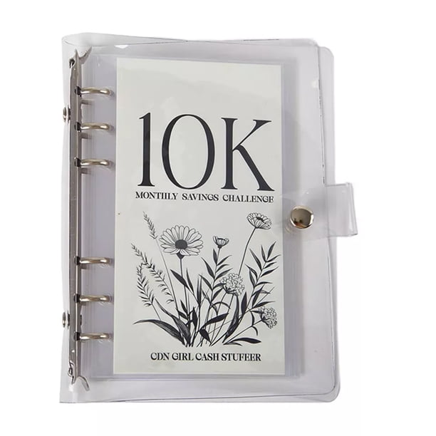 Wosthever Kit de sobres de carpeta de álbum de desafío de ahorro de dinero con carpeta de desafío de ahorro de libros de hojas sueltas de PVC 10K