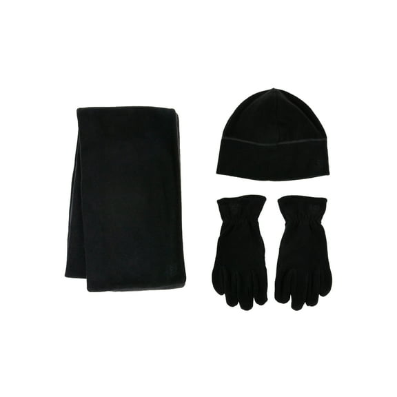 Chaps Men's 3-Piece Fleece Beanie, Glove and Reversible Scarf Set, One Size