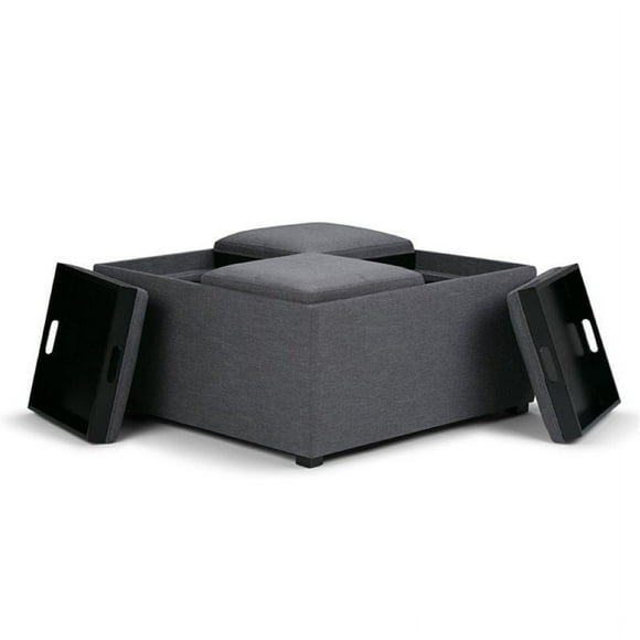 Atlin Designs Coffee Table Storage Ottoman in Gray