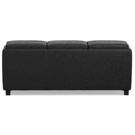 Simpli Home - Avalon 42 inch Wide Contemporary Rectangle Storage Ottoman - Distressed Black