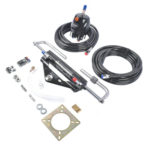 Mustrod 24FT Boat Hydraulic Steering System Kit Marine Outboard Steering 150HP for Single-Engine