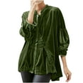 thumbnail image 2 of Hfnxid Women's Solid Color Velvet Blouse 3/4 Length Sleeve Tops 2026 Elegant Tops Trendy Evening Party Shirts Spring Summer Blouses Loose Office Work Shirts, 2 of 9