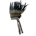 thumbnail image 3 of Sombrero indio, tocado de plumas, disfraz para hombres y mujeres, diadema, tocado para disfraces, disfraces, espectáculo de Halloween, Cosplay Negro Gris, 3 of 8