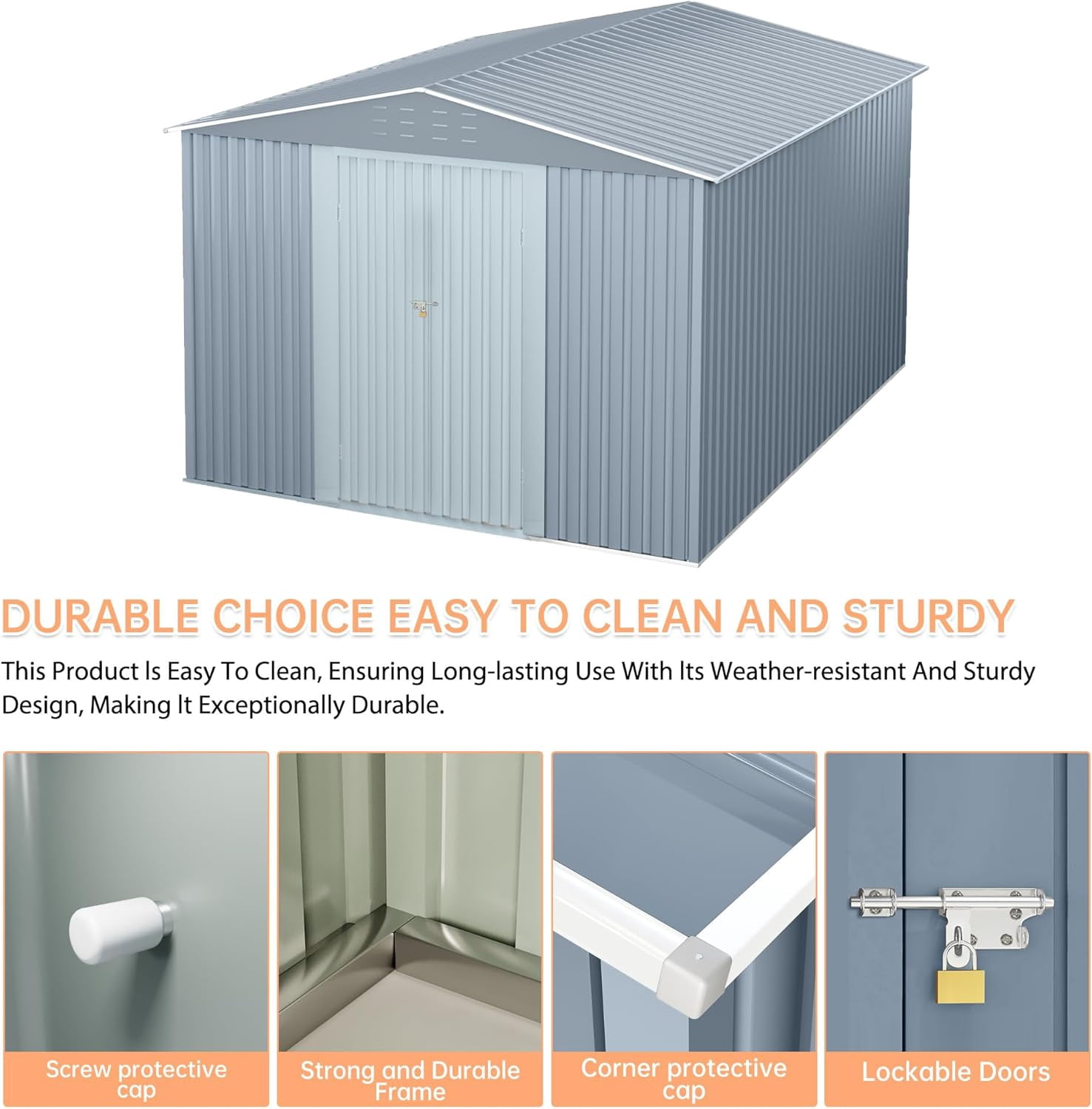 2025 New Outdoor Storage Shed,Large Garden Shed,Large Metal Tool Sheds with Slooping Roof and Vents,Updated Reinforced and Lockable Doors Frame Metal Storage Shed for Patiofor Backyard,Patio