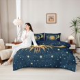 thumbnail image 5 of Homewish Vintage Boho Sun Moon 7pcs Queen Bedding,Dreamy Stars Bedding Comforter Set Queen,Blue,Navy Blue Reversible, 5 of 8