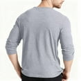 thumbnail image 4 of Henley Shirts for Men Long Sleeve Casual Button T-Shirt Stylish Pullover Shirts Light Gray L, 4 of 7