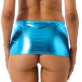 thumbnail image 4 of ranrann Women's Shiny Metallic Bodycon Mini Skirt Nightclub Dance Miniskirts Music Festival Clubwear Sky Blue One Size, 4 of 6