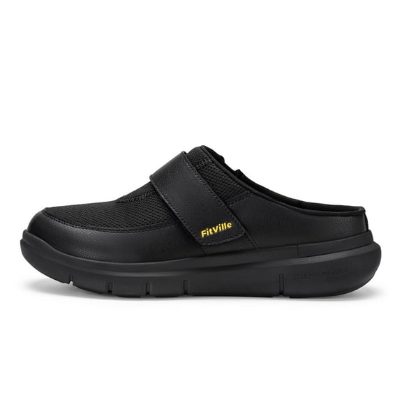 FitVille Men's Wide Diabetic Slipper with Arch Support Slip-Resistant Slipper for Men