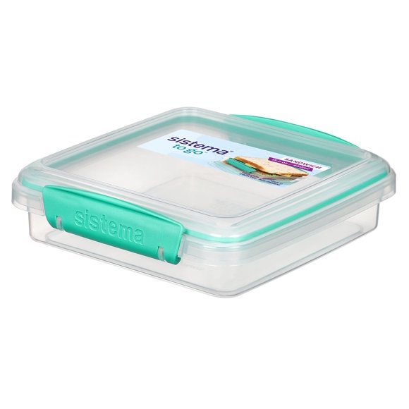 Sistema To Go Collection Sandwich Box Food Storage Container, 15.2 oz, Blue