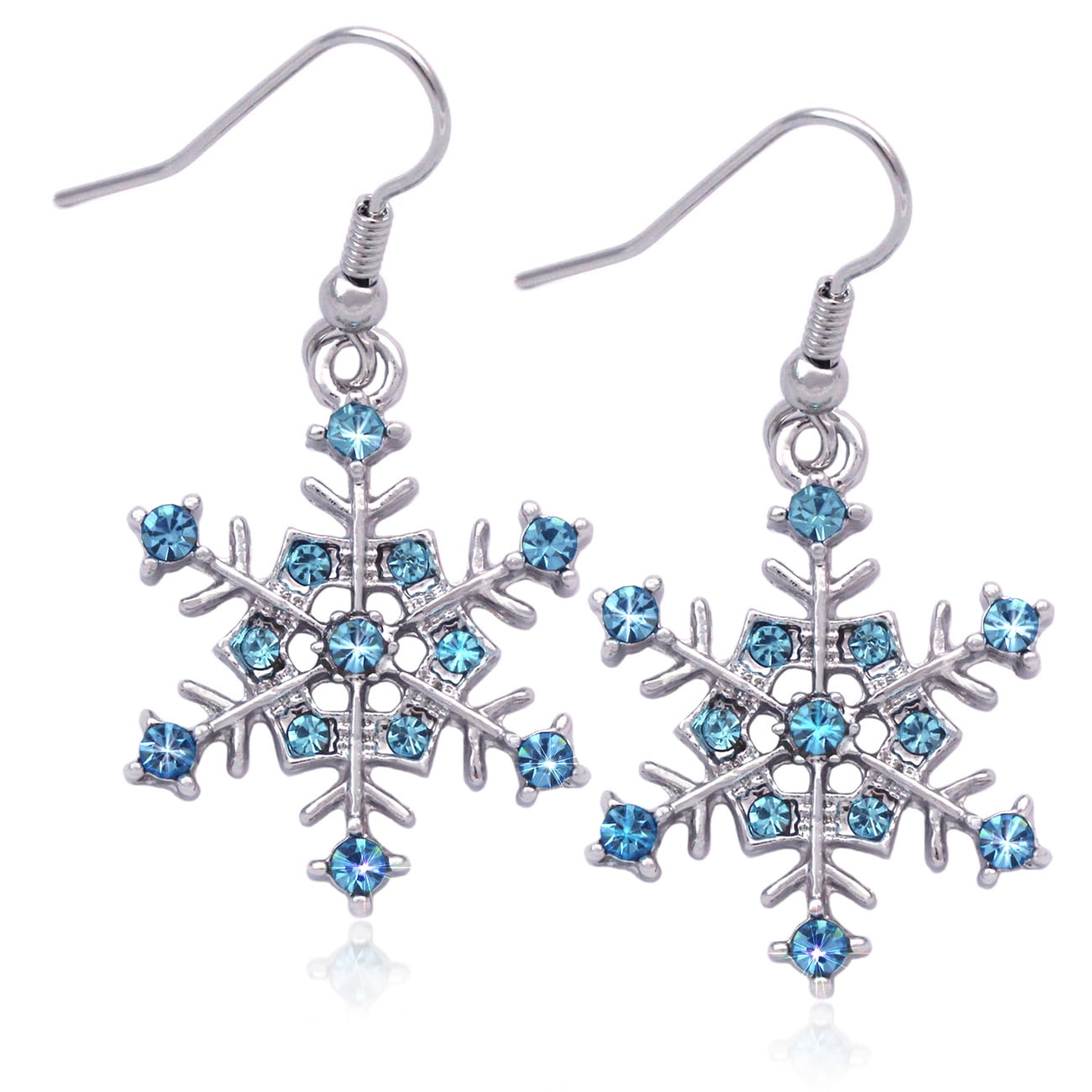 Lux Accessories Glitter Snowflake Christmas Xmas Dangle Earrings