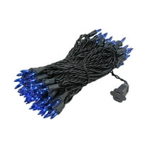 Novelty Lights Blue 100 Light Incandescent Mini Christmas String Lights Black Wire 50 Feet