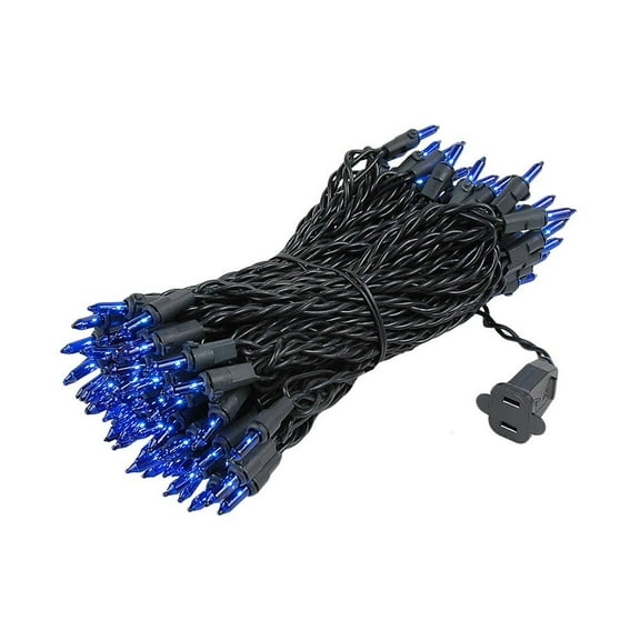 Novelty Lights Blue 100 Light Incandescent Mini Christmas String Lights Black Wire 50 Feet