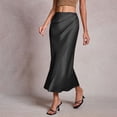 thumbnail image 5 of ClodeEU Women's High Waisted Satin A Line Skirt with Pleated, Elegant Solid Color Midi Skirt Black,Womens Plus M, 5 of 8