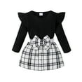 thumbnail image 2 of YWDJ Round Neck Long Sleeve Ruffle Top + Bow Plaid Skirt Set Suitable From 6 Months To 3 Years White 18 Months, 2 of 8