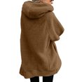 thumbnail image 3 of Fesfesfes Women Flannel Coat Casual Coats Long Sleeve Solid Hoodies Cardigan Zipper Sweatshirts Blouse Hoodied Tops On Sale, 3 of 5