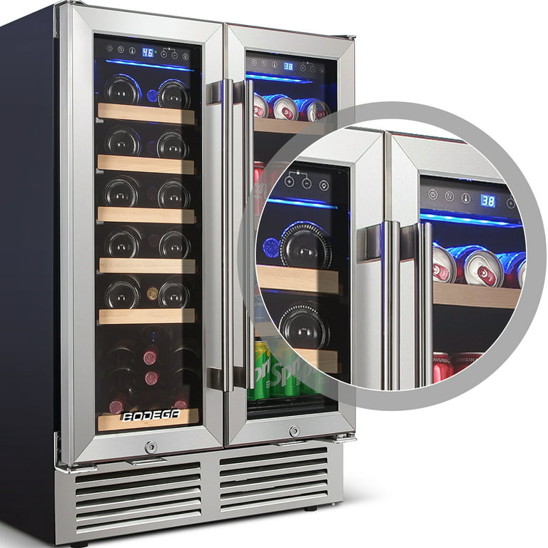 Dual zone 24 in.18-Bottle Wine and 57-Can Beverage Cooler Fridge with  Stainless Steel door