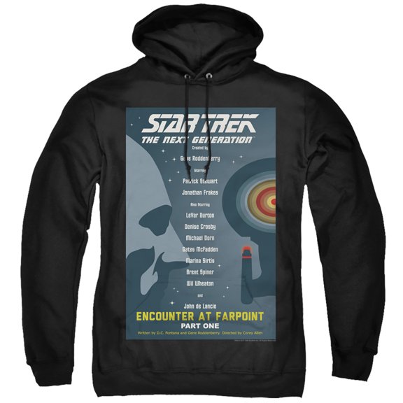Star Trek Tng Season 1 Episode 1 Adult Pullover Hoodie Sweatshirt Black
