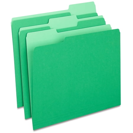 MyOfficeInnovations Colored Top-Tab File Folders 3 Tab Green Letter Size 100/Pack 224543