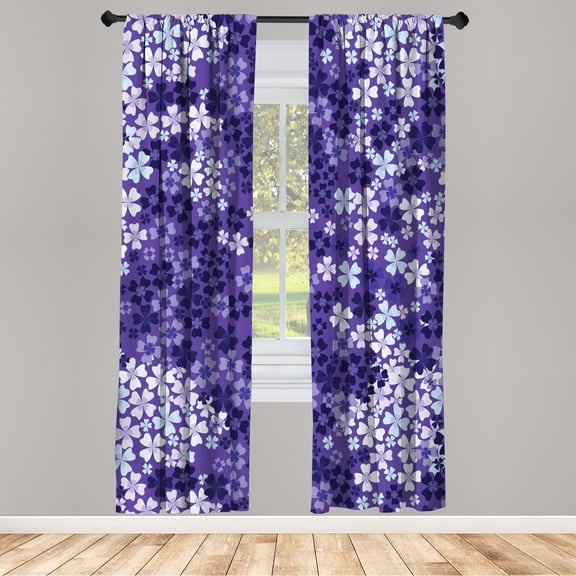 Ambesonne Flower Curtains, Lilac Blossoms in Spring Art, Pair of 28"x63", Pale Blue