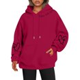 thumbnail image 1 of Sweat à Capuche Réversible Imprimé pour Femmes avec Poches Manches Longues Décontracté 100 pour Cent Polyester Vêtements d'Automne pour Adolescentes Petit Sweat à Capuche pour Femmes avec Fermeture Éclair, 1 of 3