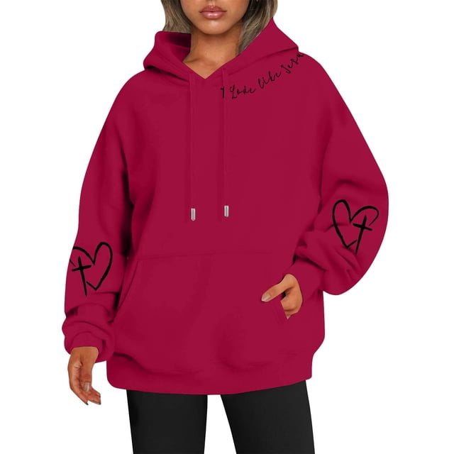Sweat à Capuche Réversible Imprimé pour Femmes avec Poches Manches Longues Décontracté 100 pour Cent Polyester Vêtements d'Automne pour Adolescentes Petit Sweat à Capuche pour Femmes avec Fermeture Éclair