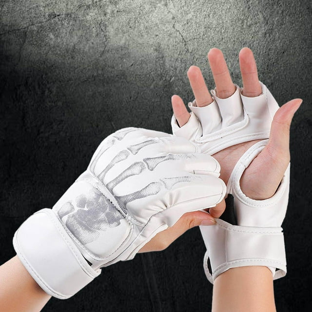 ziyahi Gants de Boxe Respirants Équipement de Protection pour Hommes Femmes Sac de Frappe Sparring Demon Hand Blanc