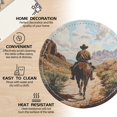 thumbnail image 3 of PU Leather Coasters for Drinks Bar Beer,Set of 6 with Holder,Round Housewarming Gift,Cowboy Riding Horse, 3 of 4