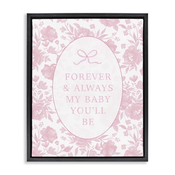 Stupell Industries French Country Forever and Always Pink Florals Black Floating Frame Canvas Art, 17 x 21, by Cherrywood Lane