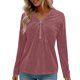 thumbnail image 1 of Blusas de Manga Larga para las Mujeres Cremallera de Cuello en V Delantera Color Sólido Top de Moda Casual, Tops de Color Sólido para las Mujeres, 1 of 9