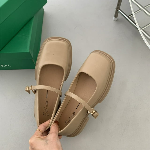 Chaussures Femme Chaussures Bout Carré Style Britannique Richelieus Robe pour Femme Confortables Preppy Cuir Rétro Été