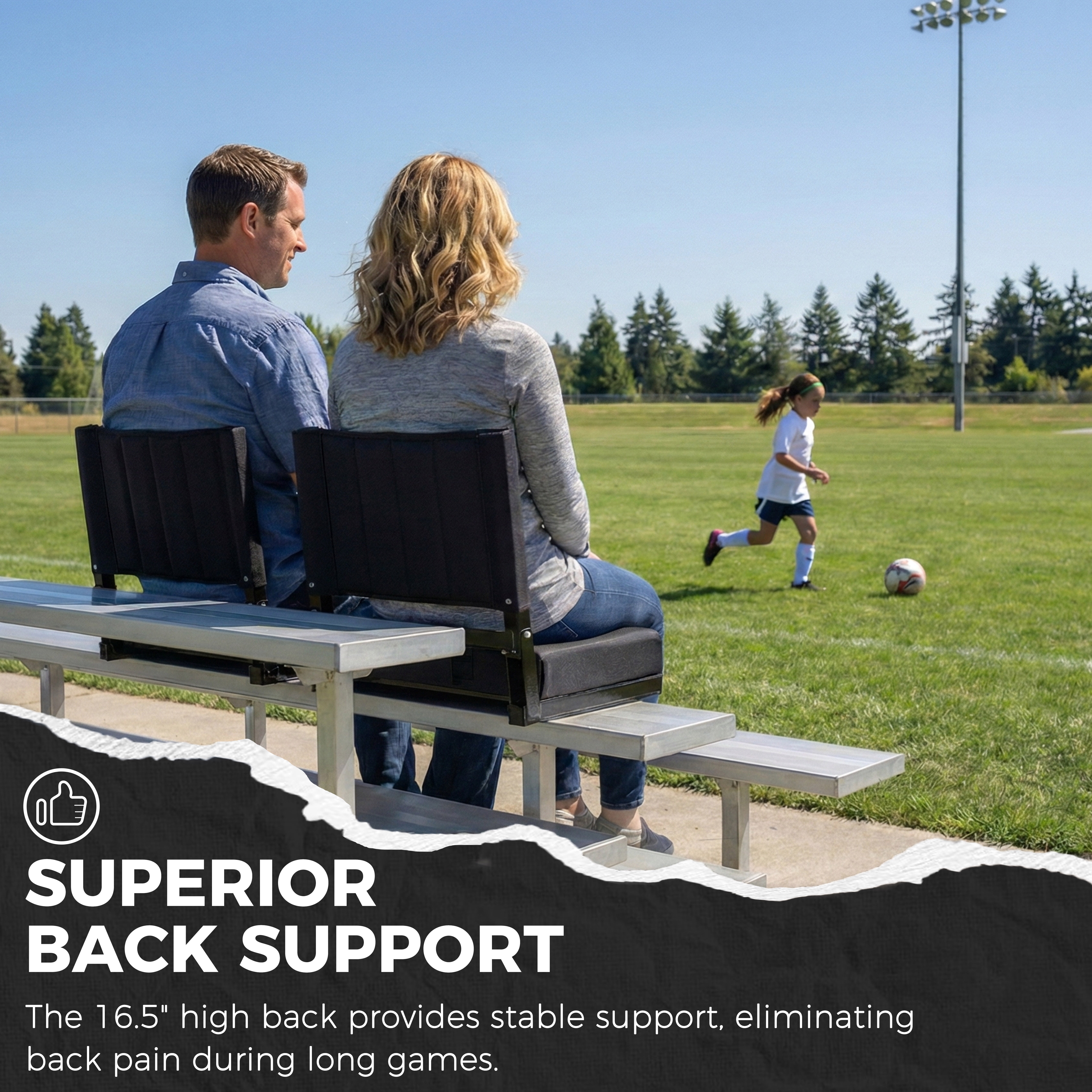 SPORT BEATS Stadium Seats with Back Support Bleacher Chairs with Back and Cushion Thick Padded Bleacher Seats Includes Shoulder Strap