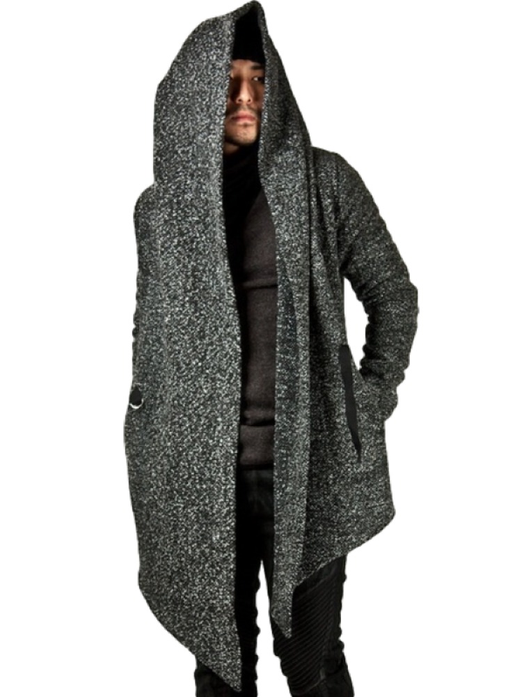 Fashion MEN Long Hooded Sweater Cardigan Cape Cloak Coat Outwear Jacket Top Warm