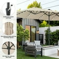thumbnail image 4 of Autlaycil 15' Market Patio Umbrella and Matching Base with Crank System and 48 Solar Powered LED Lights for Outdoor, Market, Beach, Garden, Yard, Party, Khaki, 4 of 6
