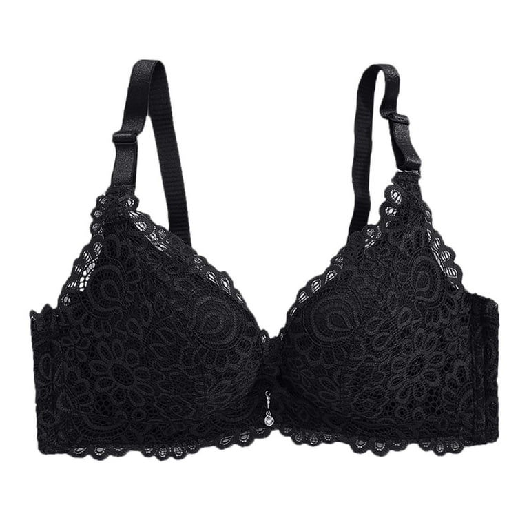 CLZOUD Lively Bras for Women Black Lace Lace Lingerie Wireless Bra for Women  Padded Push Up Bralette 85C 