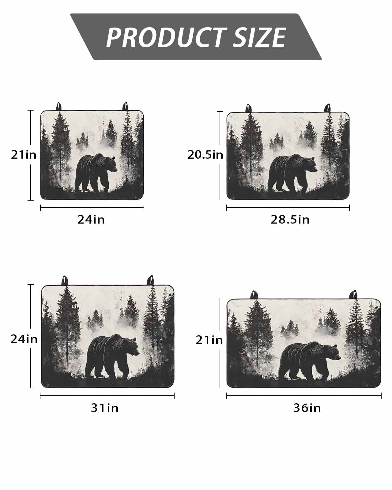 Brown Bear Forest Silhouette Stove Top Covers for Electric Stove, 28'x20'' Vintage Animal Tree Glass Ceramic Stove Cover Foldable Rubber Mat Heat Resistant Cooktop Protector for Kitchen