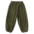 thumbnail image 2 of Boys Cargo Pants Casual Solid Color Outdoor Trouser with Multi Pockets Soft Fashion School Pants for Boys(Dark Green,11-12 Years), 2 of 7