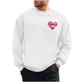 thumbnail image 3 of YOIAVAIOY Men Heart Print Sweatshirt Trendy Long Sleeve Love Graphic Sweatshirts Loose Casual Fall Pullover Top with Pocket White M, 3 of 9