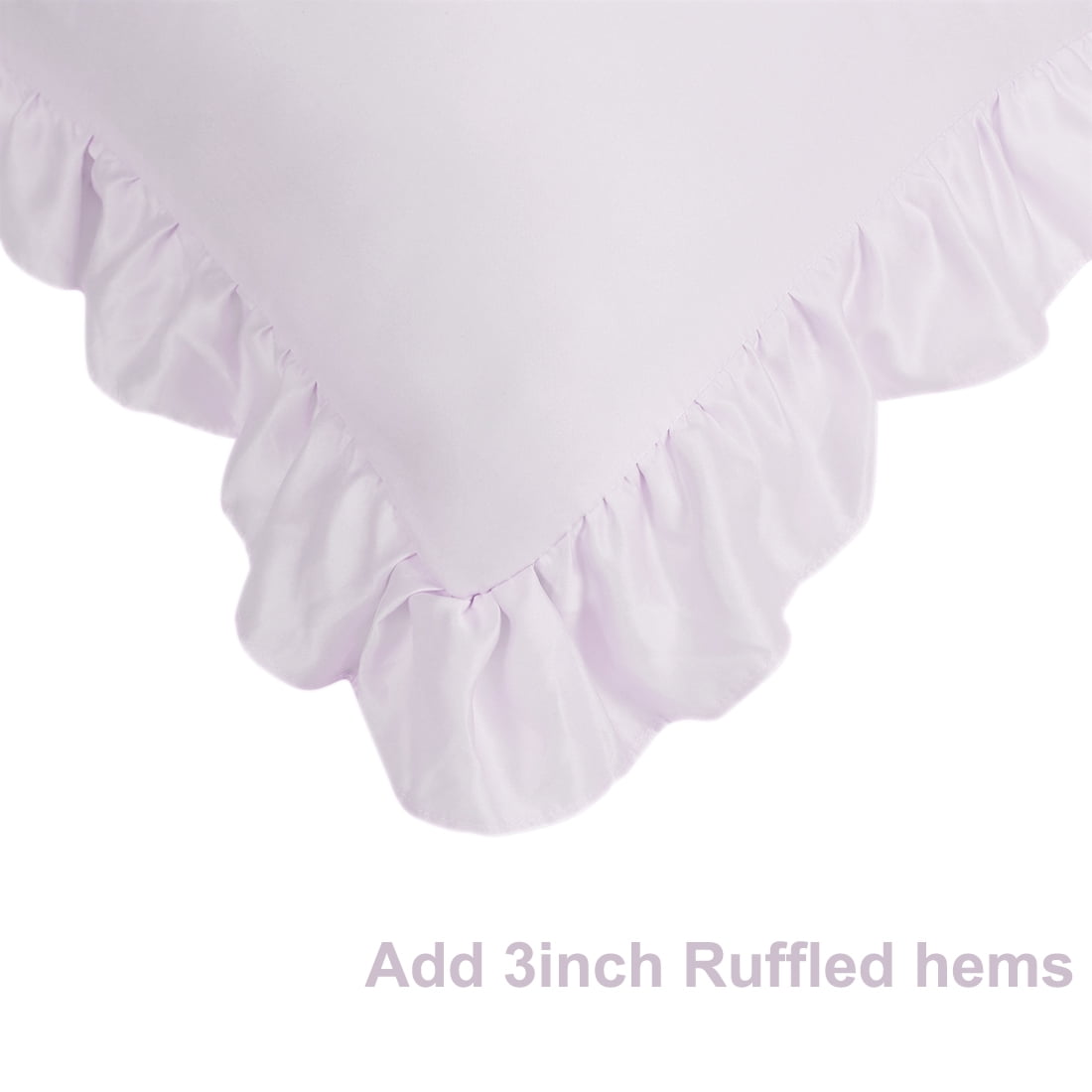 Unique Bargains 2-Piece Satin Ruffled Edge Pillowcases, Standard, Lavender Gray