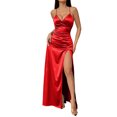 thumbnail image 2 of TAGOLD Womens Camis Sleeveless V-Neck Dress Solid Color Satin Slit Backless Summer Outfit, 2 of 5