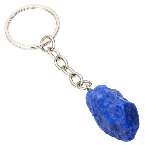 Sodalite Crystal Car Key Holder, Raw Crystal Keychain