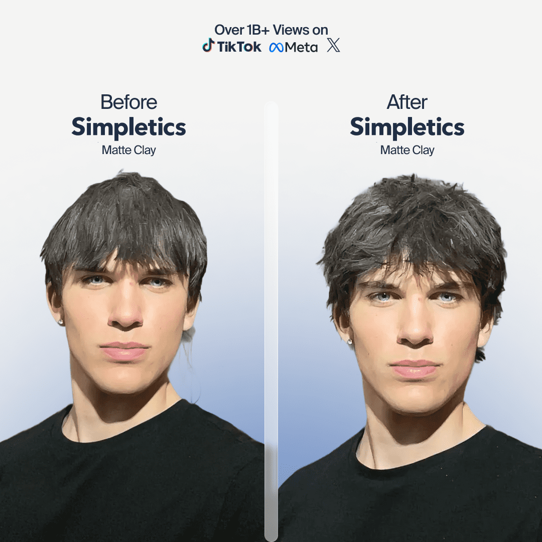Simpletics All Natural Hair Clay for Men – 6 Ingredient Matte Styling Clay with Beeswax & Coconut Oil – Vanilla Scent – Strong Hold & Texture – Non-Greasy, Water Based, No Harsh Chemicals – 2oz